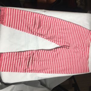 Pink and white striped leggings  for girls